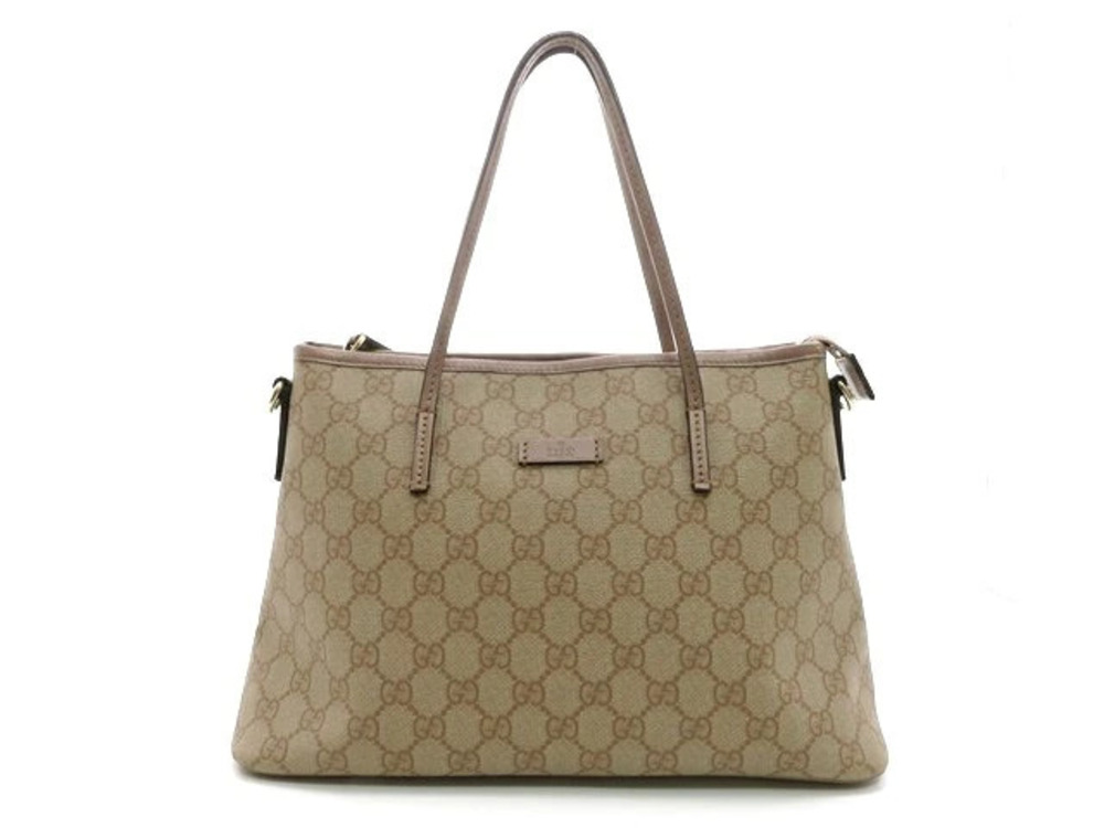 Gucci tote bag GG Supreme shoulder canvas Beige Cream pink